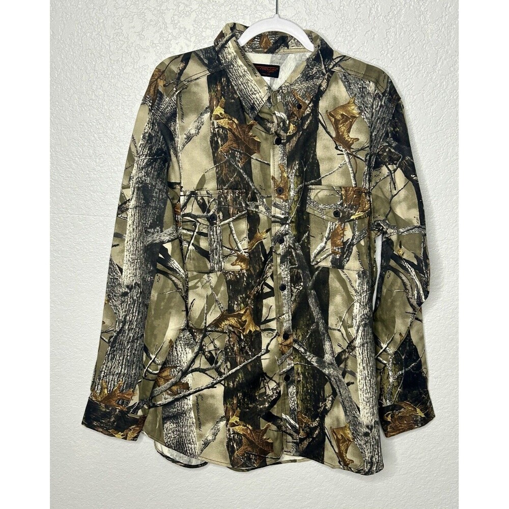 True Timber Shirt Mens Sz Lg  Camo Dove  Deer Duck Hunting Pockets Brown Green